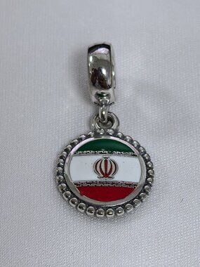 Pandora Iran Flag Exclusive Dangle Charm Pendant, S925 Silver Jewelry